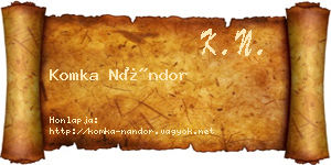 Komka Nándor névjegykártya