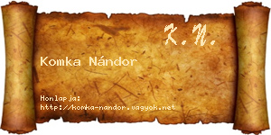 Komka Nándor névjegykártya
